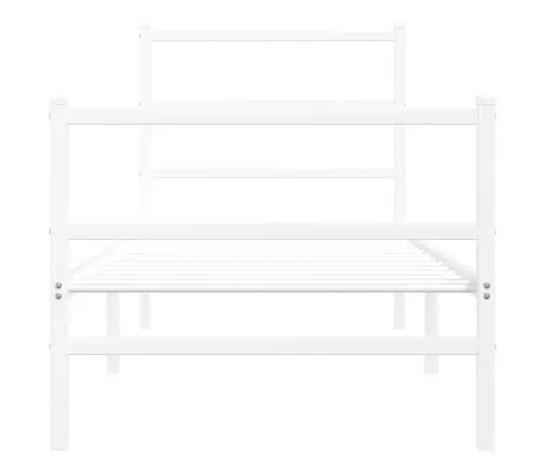 Gultas Rāmis Ar Galvgali Un Kājgali, Balts Metāls, 80X200 Cm Vidaxl