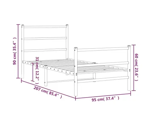 Lovos Rėmas Su Galvūgaliu/Kojūgaliu, Baltas, 90X200cm Metalas