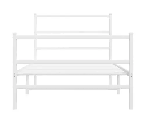 Gultas Rāmis Ar Galvgali Un Kājgali, Balts Metāls, 100X190 Cm Vidaxl