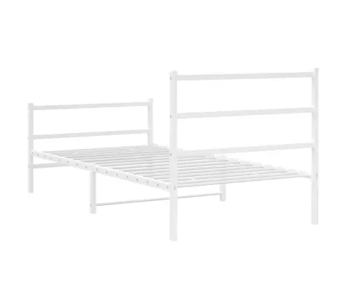 Gultas Rāmis Ar Galvgali Un Kājgali, Balts Metāls, 100X190 Cm Vidaxl