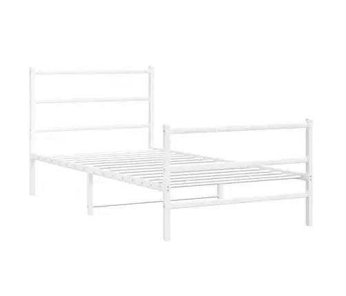 Gultas Rāmis Ar Galvgali Un Kājgali, Balts Metāls, 107X203 Cm Vidaxl