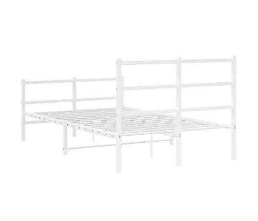 Gultas Rāmis Ar Galvgali Un Kājgali, Balts Metāls, 120X190 Cm Vidaxl