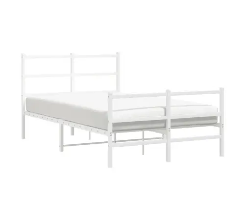 Metallist Voodiraam Peatsi Ja Jalutsiga, Valge, 120 X 200 Cm