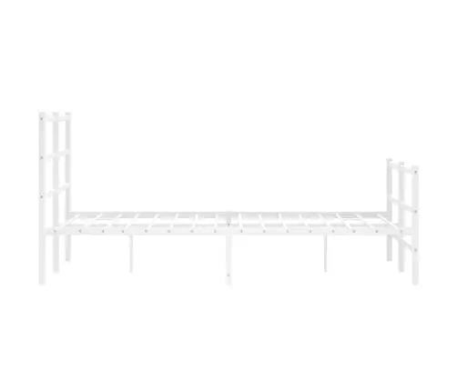 Metallist Voodiraam Peatsi Ja Jalutsiga, Valge, 120 X 200 Cm