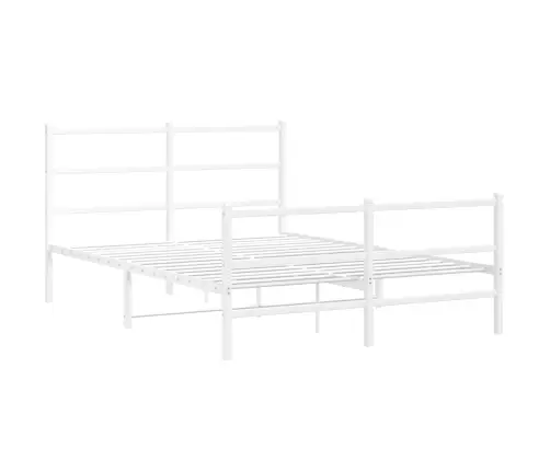 Gultas Rāmis Ar Galvgali Un Kājgali, Balts Metāls, 140X200 Cm Vidaxl