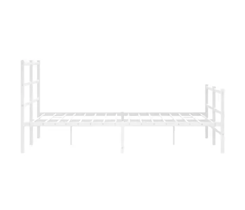 Gultas Rāmis Ar Galvgali Un Kājgali, Balts Metāls, 140X200 Cm Vidaxl