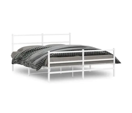 Gultas Rāmis Ar Galvgali Un Kājgali, Balts Metāls, 150X200 Cm Vidaxl