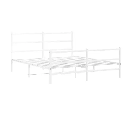 Gultas Rāmis Ar Galvgali Un Kājgali, Balts Metāls, 150X200 Cm Vidaxl