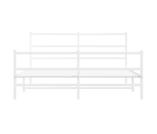 Gultas Rāmis Ar Galvgali Un Kājgali, Balts Metāls, 150X200 Cm Vidaxl