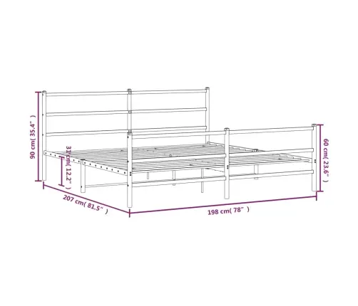 Lovos Rėmas Su Galvūgaliu/Kojūgaliu, Baltas, 193X203cm Metalas