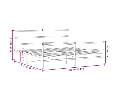 Lovos Rėmas Su Galvūgaliu/Kojūgaliu, Baltas, 200X200cm Metalas