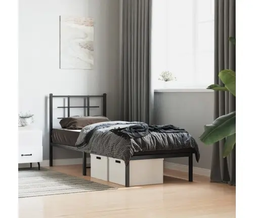 Metalinis Lovos Rėmas Su Galvūgaliu, Juodos Spalvos, 75X190Cm