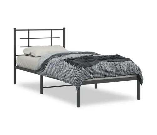 Gultas Rāmis Ar Galvgali, Melns Metāls, 90X190 Cm Vidaxl