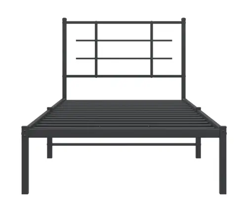 Gultas Rāmis Ar Galvgali, Melns Metāls, 90X190 Cm Vidaxl
