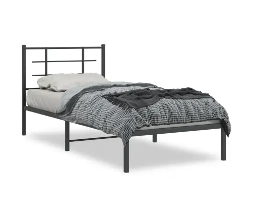 Metalinis Lovos Rėmas Su Galvūgaliu, Juodos Spalvos, 90X200Cm