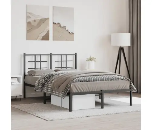 Metalinis Lovos Rėmas Su Galvūgaliu, Juodos Spalvos, 120X190 Cm