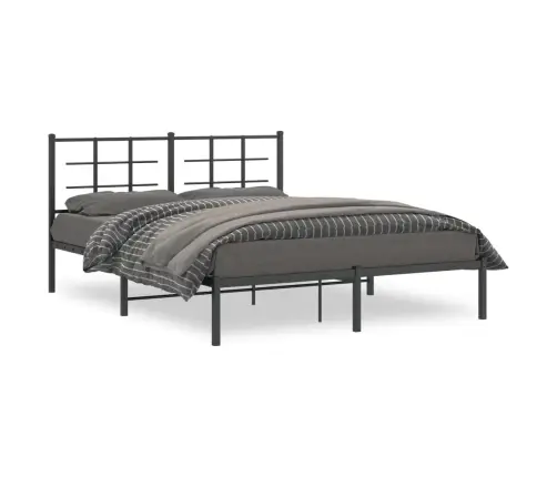 Gultas Rāmis Ar Galvgali, Melns Metāls, 160X200 Cm Vidaxl