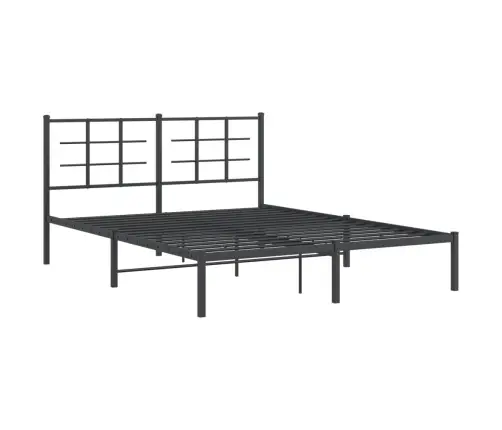 Gultas Rāmis Ar Galvgali, Melns Metāls, 160X200 Cm Vidaxl