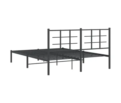 Gultas Rāmis Ar Galvgali, Melns Metāls, 160X200 Cm Vidaxl