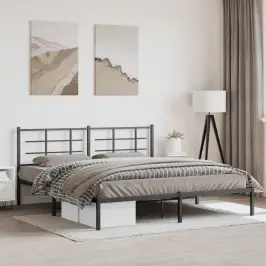 Metallist Voodiraam Peatsiga, Must, 180 X 200 Cm