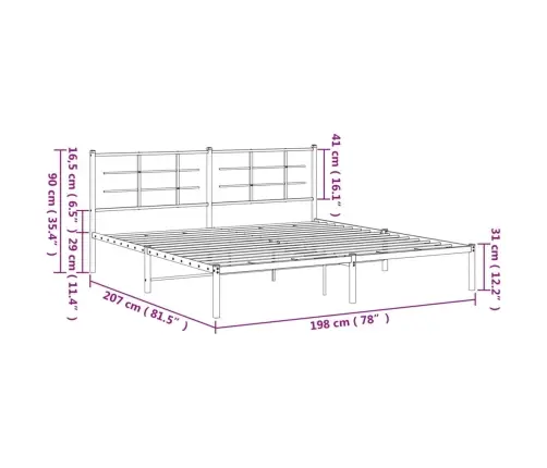 Metallist Voodiraam Peatsiga, Must, 193X203 Cm