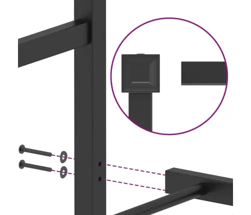 Metallist Voodiraam Peatsi Ja Jalutsiga, Must, 90X200 Cm