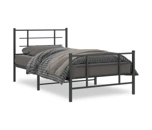 Gultas Rāmis Ar Galvgali Un Kājgali, Melns Metāls, 100X190 Cm Vidaxl