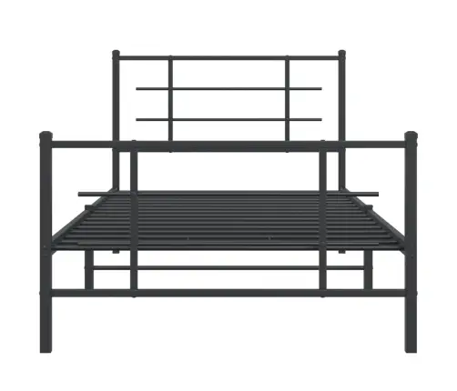 Gultas Rāmis Ar Galvgali Un Kājgali, Melns Metāls, 100X190 Cm Vidaxl
