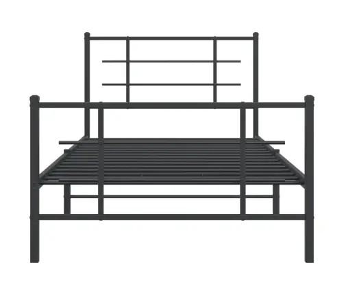 Metallist Voodiraam Peatsi Ja Jalutsiga, Must, 107 X 203 Cm