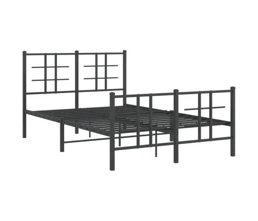 Gultas Rāmis Ar Galvgali Un Kājgali, Melns Metāls, 120X190 Cm Vidaxl