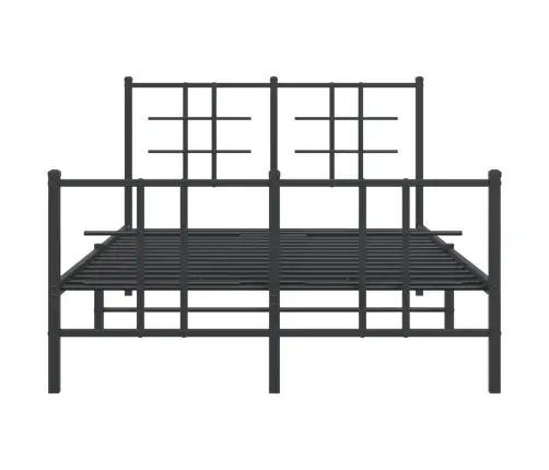 Gultas Rāmis Ar Galvgali Un Kājgali, Melns Metāls, 120X200 Cm Vidaxl