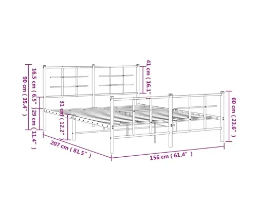 Lovos Rėmas Su Galvūgaliu/Kojūgaliu, Juodas, 150X200cm Metalas