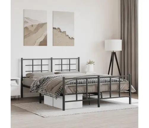 Metāla Gultas Rāmis Bez Matrača, Ar Kājgali, Melns, 160X200 Cm Vidaxl