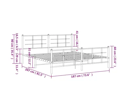Metāla Gultas Rāmis Bez Matrača, Ar Kājgali, Melns, 180X200 Cm Vidaxl