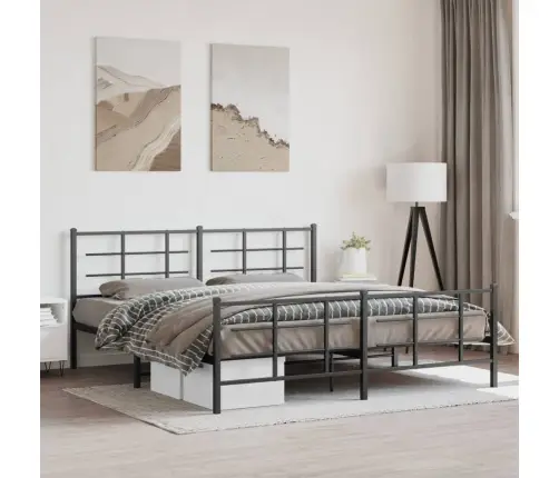 Metāla Gultas Rāmis Bez Matrača, Ar Kājgali, Melns, 180X200 Cm Vidaxl