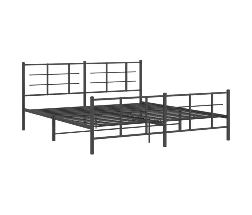 Gultas Rāmis Ar Galvgali Un Kājgali, Melns Metāls, 183X213 Cm Vidaxl