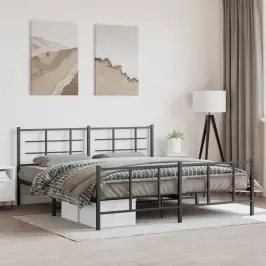 Gultas Rāmis Ar Galvgali Un Kājgali, Melns Metāls, 183X213 Cm Vidaxl Gultas Rāmis Ar Galvgali Un Kājgali, Melns Metāls, 183X213 Cm Vidaxl