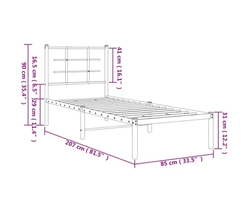 Gultas Rāmis Ar Galvgali, Balts Metāls, 80X200 Cm Vidaxl