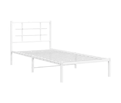 Gultas Rāmis Ar Galvgali, Balts Metāls, 90X200 Cm Vidaxl