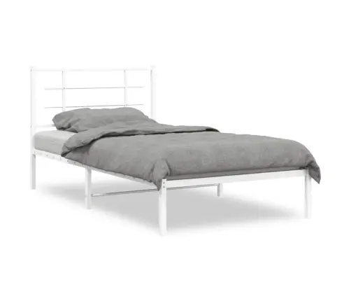 Metallist Voodiraam Peatsiga, Valge, 100 X 190 Cm