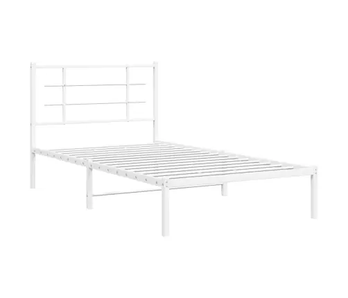 Metallist Voodiraam Peatsiga, Valge, 100 X 190 Cm