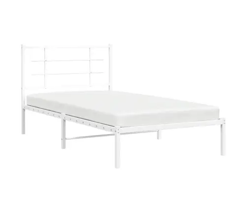 Metallist Voodiraam Peatsiga, Valge, 100 X 190 Cm