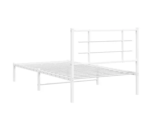 Metallist Voodiraam Peatsiga, Valge, 100 X 190 Cm