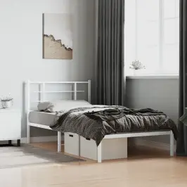 Gultas Rāmis Ar Galvgali, Balts Metāls, 100X200 Cm Vidaxl