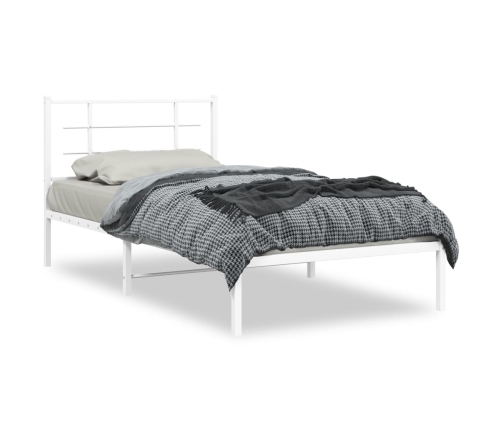 Metallist Voodiraam Peatsiga, Valge, 107X203 Cm