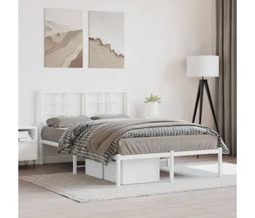 Gultas Rāmis Ar Galvgali, Balts Metāls, 120X200 Cm Vidaxl