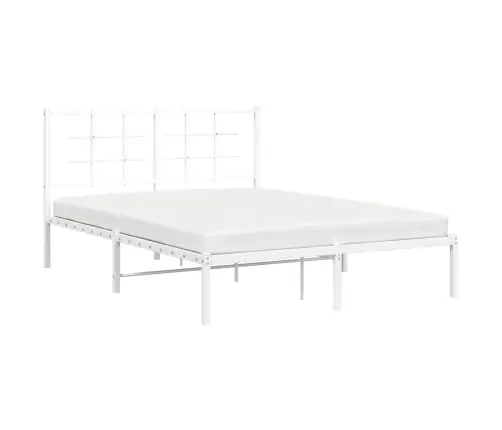 Gultas Rāmis Ar Galvgali, Balts Metāls, 140X200 Cm Vidaxl