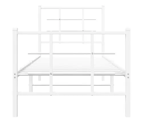 Metallist Voodiraam Peatsi Ja Jalutsiga, Valge, 75X190 Cm