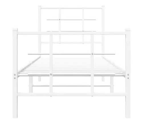 Metallist Voodiraam Peatsi Ja Jalutsiga, Valge, 80 X 200 Cm