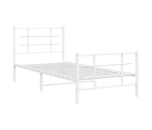 Gultas Rāmis Ar Galvgali Un Kājgali, Balts Metāls, 90X200 Cm Vidaxl